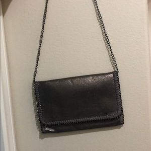 long chain silver purse